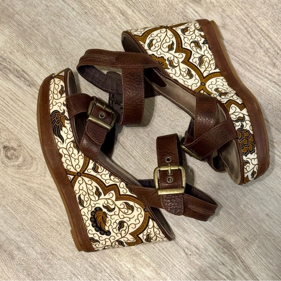 BLACKSTONE Brown Leather Wedge Heel Open Toe Sandals Size 39 /US 8 EUC WORN ONCE - Picture 9 of 12